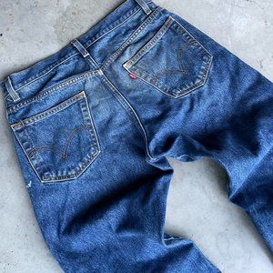 Y2K / Bootcut / Paint Stained Levi 517 Blue Denim Jeans